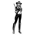 Bang-Bang cowgirl, Girl, Wild West , Cricut Silhouette svg, Vector Clip Art, Cut Ready Files Royalty Free Stock Photo