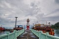 Bang Bao Lighthouse with cloudy sky at koh chang trat thailand.L