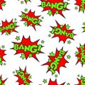 Bang comic sound effects seamless pattern background. Royalty Free Stock Photo