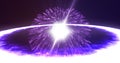 Bang explosion of galaxy, planet stars with sparks of fire blast wave and ejection of plasma glow energy rings in open space. Royalty Free Stock Photo