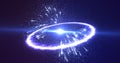 Bang explosion of galaxy, planet stars with sparks of fire blast wave and ejection of plasma glow energy rings in open space. Royalty Free Stock Photo