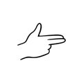 Bang bang gesture human hand. Vector doodle illustration.