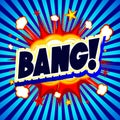 Bang illustration - blue background with stripes