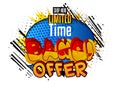 Bang Offer Comic book style advertisement text. Royalty Free Stock Photo