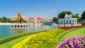 Bang Pa-In Royal Palace, also known as the Summer Palace, is a palacecomplex formerly used by the Thai kings. Phra Thinang Uthay Royalty Free Stock Photo