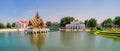 Bang Pa-In Royal Palace, also known as the Summer Palace, is a palacecomplex formerly used by the Thai kings. Phra Thinang Uthaya Royalty Free Stock Photo