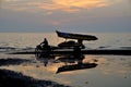 Bang Saen,Thailand: Driver Pulling Banana Boat along Beach Royalty Free Stock Photo