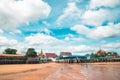 Bang Saray beach, bay at low tide. Landscape of Bang Saray Pier