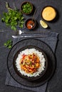 bang bang shrimp rice bowl with fresh veggies