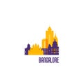 Bangalore city emblem. Colorful buildings.