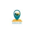 Bangalore city map pin point vector logo