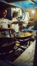 Bangalore city street, cooking rice