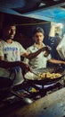 Bangalore city street, cooking rice Royalty Free Stock Photo