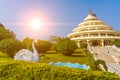 Bangalore, India - 08.012023: Ashram of Hindu spiritual master Sr Sri Ravi shankar. It's the main Ashram of Art of Royalty Free Stock Photo