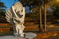 Bangalore, India - 10.01.2023: Close up Garuda Statue. Indian traditional symbol of hindu religion.