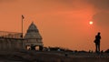 Historic Kempegowda tower at Lalbagh botanical gardens during sunset. Kempegowda, the founder of Bangalore. built 4 towers to