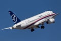 Bangalore, India - 02 11 2011: Flying display of a Sukhoi Superjet 100 at the Aeroindia Airshow Royalty Free Stock Photo