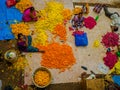BANGALORE, INDIA - June 06 2017: Aerial view of Flower sellers at KR Market in Bangalore. in Bangalore, India