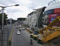 Bangalore, India: An aerial wide angle view of traffic on road next to Orion Mall with Imax in Southern part of