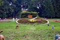 Bangalore, India - September 11, 2016: Flower Clock on a grass field in Lal bagh Botanical Garden located in a state of Karnataka