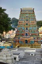 Bangalore, India : South Indian hindu temple with colorful gods sculpture carved outside Royalty Free Stock Photo