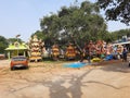 Closeup of beautiful decoration of many chariots near the Madana Gattamma Temple near Kodigehalli