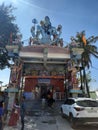 Closeup of beautiful Jodi Veerabhadra Swamy Temple and Shivakumara Swamiji, Jagadguru Veera Gangadhara Rajadeshi Kendra Swamiji