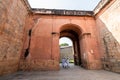 The arched entrance gateway to the ancient Bengaluru Fort in the old town area of the Royalty Free Stock Photo