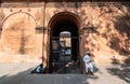 The arched entrance gateway to the ancient Bengaluru Fort in the old town area of the Royalty Free Stock Photo