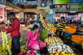 Flower sellers at the bustling and crowded KR Market in the city of Bangalore