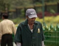 Bangalore, Karnataka India-June 04 2019 : municipal corporation bangalore or BBMP worker with hat or cap near vidhana Royalty Free Stock Photo