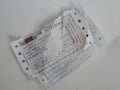 Group of Kengeri to Pandavapura and Pandavapura to Kengeri Blue and Brown Railway Ticket isolated in a white background