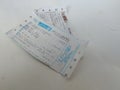 Group of Kengeri to Pandavapura and Pandavapura to Kengeri Blue and Brown Railway Ticket isolated in a white background