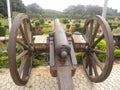 Bangalore, Karnataka, India - November 23 2018 Ancient cannon with wheels