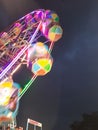 Closeup of beautiful robotic birds and big wheel amusement park near the Kamakshipalya Ground Royalty Free Stock Photo