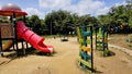 Bangalore,Karnataka,India-October 04 2022: Colorful Kids playing equipment in Agara Lake park