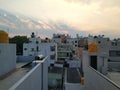 Bangalore Sunset from the terrace of the building and surrounded with Apartments and Houses