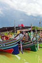 The Bangau Maritime Figureheads Colorful pattern of traditional fisherman boats in Kelantan, Malaysia