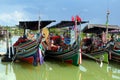 The Bangau Maritime Figureheads Colorful pattern of traditional fisherman boats in Kelantan, Malaysia