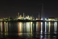 Bangchak Petroleum's oil refinery in Silhouette, beside the Chao Phraya River