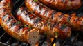 Banger sausage on a bbq grill Royalty Free Stock Photo