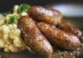 Bangers and mash food photography recipe idea Royalty Free Stock Photo