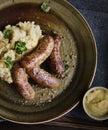 Bangers and mash food photography recipe idea Royalty Free Stock Photo