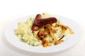 Bangers and mash plate Royalty Free Stock Photo