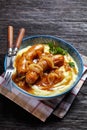 Bangers and mash traditional british dish top view Royalty Free Stock Photo