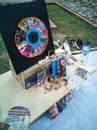 Creative recycling: handmade clocks made from scraps of magazine and pamphlets. a