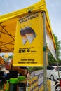 Bangi, Malaysia - Sep 24, 2021: Kopi Gantung or Iced coffee banner signboard hanging at the stall