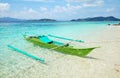 Bangka boat on the beach of an island in the Philippines Royalty Free Stock Photo