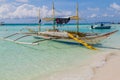 Bangka boat at the White Beach at Boracay island, Philippin Royalty Free Stock Photo