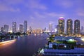 Bangkok and Chao Phraya river at twilight Royalty Free Stock Photo